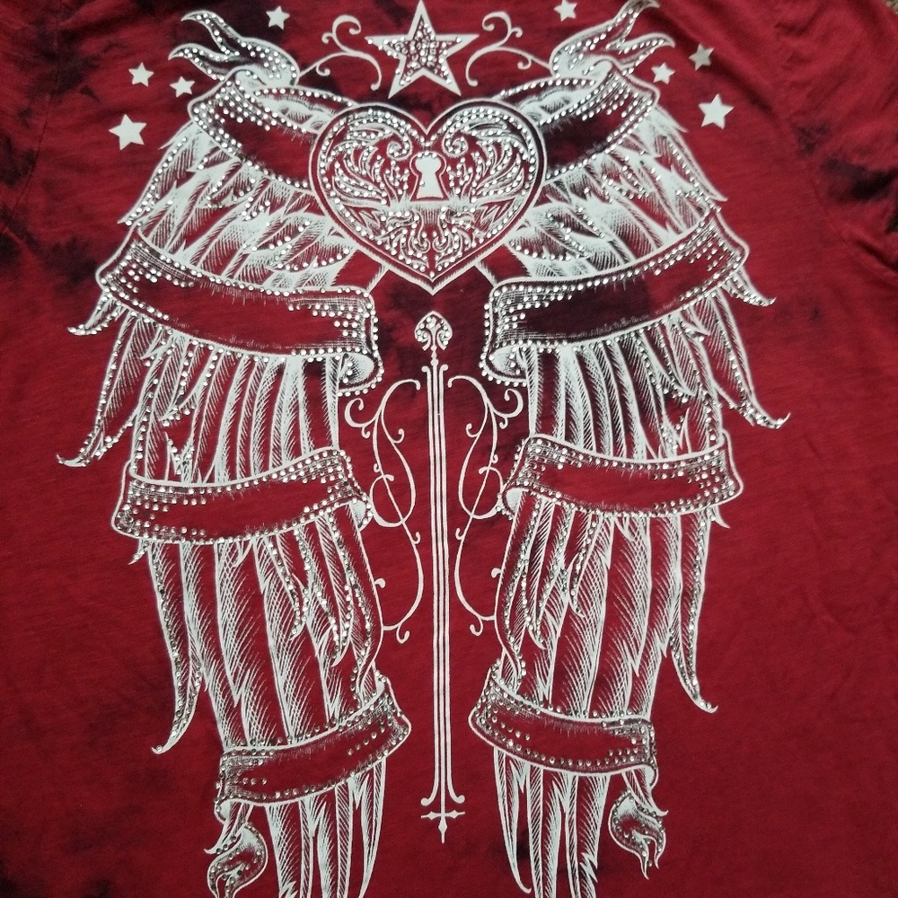 Women's Sinful embellished Angel wings shirt sz Xl